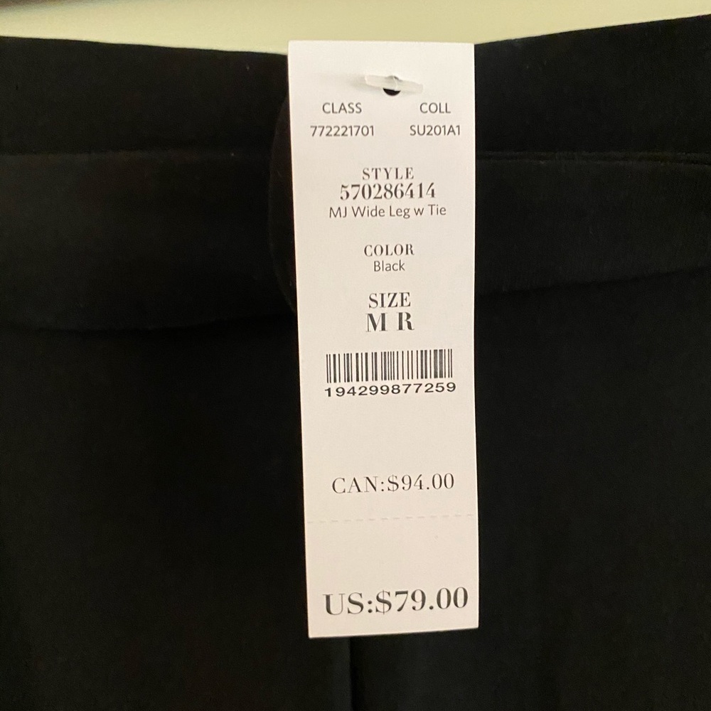 New WHBM MJ Wide Leg w/Tie
